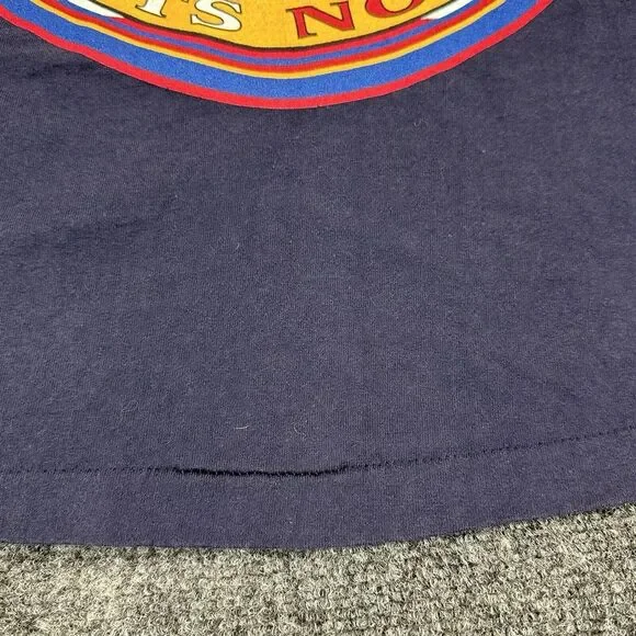 Vintage 90s College Ware Basketball T Shirt Men L Navy Single Stitch Made In USA - Picture 4 of 11